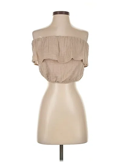 Pre-owned Aerie Tube Top Tan Strapless Neckline Tops In Brown
