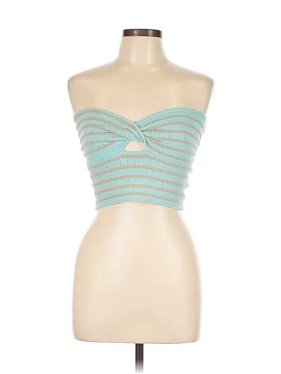 Pre-owned Aerie Tube Top Teal Strapless Neckline Tops In Blue