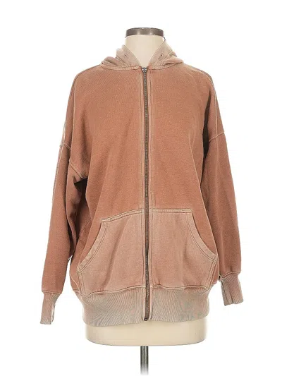 Pre-owned Aerie Zip Up Hoodie In Brown