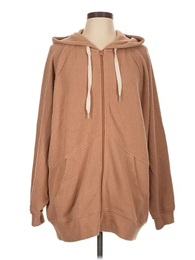 Pre-owned Aerie Zip Up Hoodie In Tan
