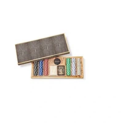 Aerin 300 Piece Shagreen Poker Set In Chocolate