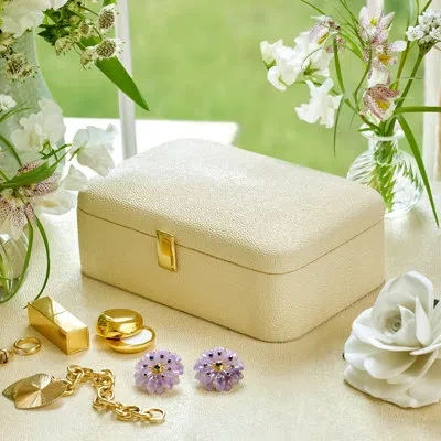 Aerin Abella Shagreen Small Jewelry Box In Cream