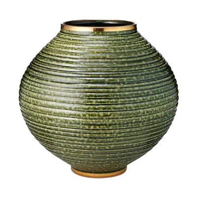 Aerin Calinda Moon Vase In Forest Green