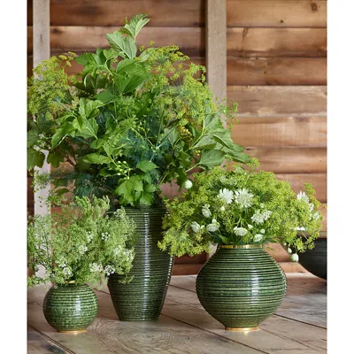 Aerin Calinda Round Vase In Green