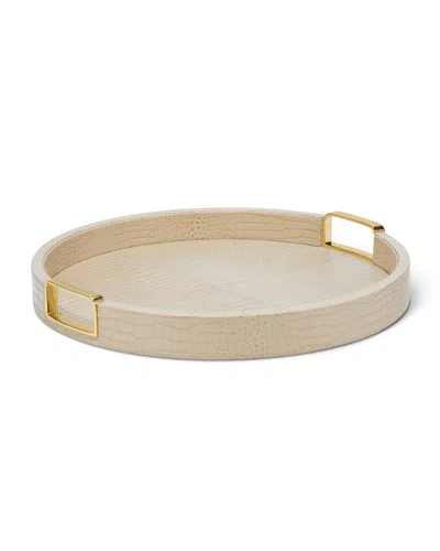Aerin Carina Crocodile Embossed Leather Tray In Neutral