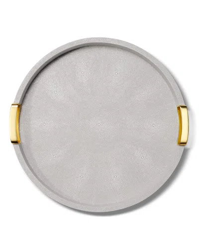 Aerin Carina Shagreen Small Round Tray In Dove