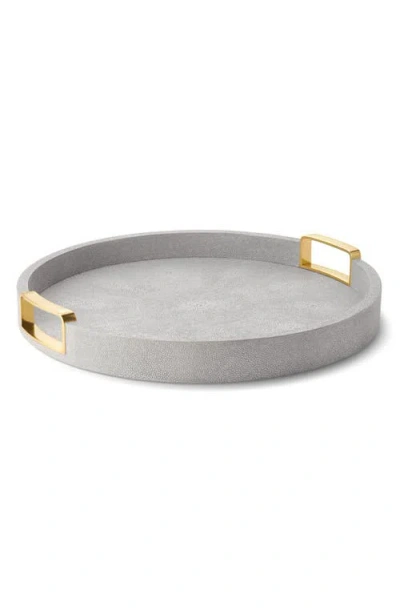 Aerin Carina Shagreen Small Round Tray In Gray