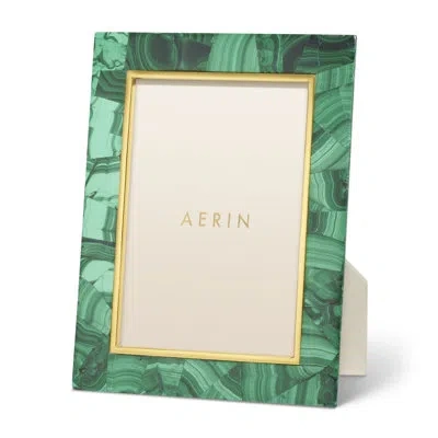 Aerin Cassiel Mosaic 5" X 7" Suede Single Picture Frame In Malachite