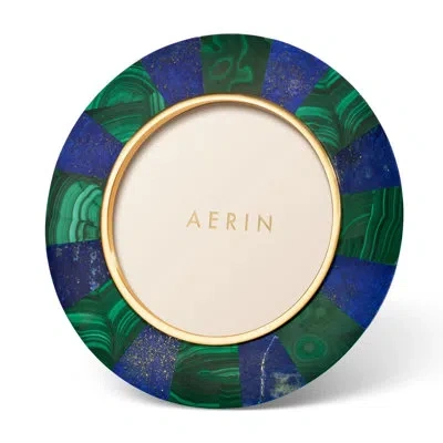Aerin Cassiel Mosaic Round Frame, Lapis, Malachite In Blue;green