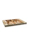 Aerin Chocolate Shagreen Backgammon Set W/dice In Brown