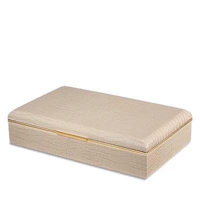 Aerin Classic Croc Embossed Leather Desk Box In Fawn In Brown