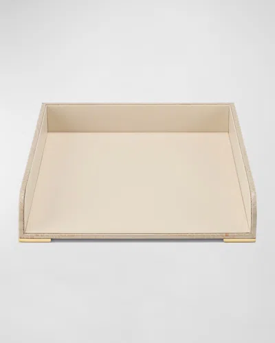 Aerin Classic Croc-embossed Leather Paper Tray In Fawn