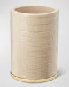 Aerin Classic Croc-embossed Leather Pencil Cup In Fawn