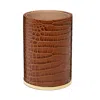 Aerin Classic Croc Embossed Leather Pencil Cup In Chestnut