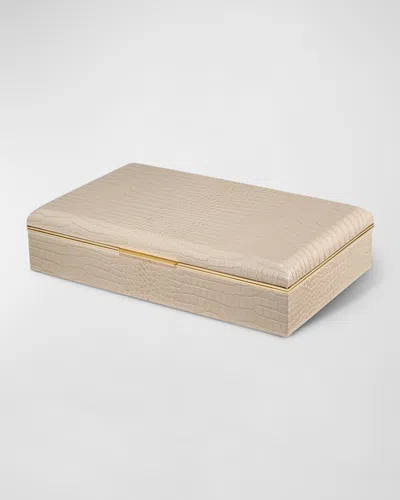 Aerin Classic Croc Leather Desk Box In Fawn