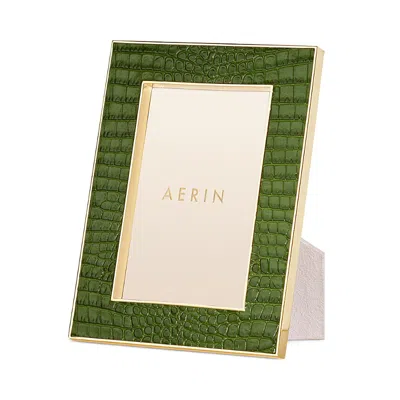 Aerin Classic Croc Leather Frame, 4 X 6 In Green