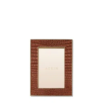 Aerin Classic Croc Leather Frame, 8x10 In Brown