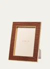 Aerin Classic Croc Leather Photo Frame, 8" X 10" In Chestnut