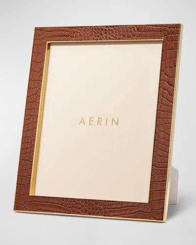 Aerin Classic Croc Leather Photo Frame, 8" X 10" In Chestnut