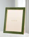 Aerin Classic Crocodile-embossed Leather Frame In Verde