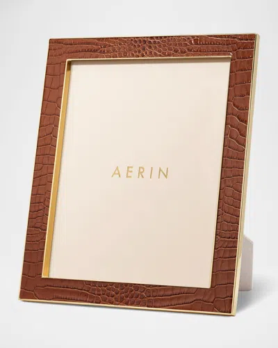 Aerin Classic Croc Leather Photo Frame In Brown