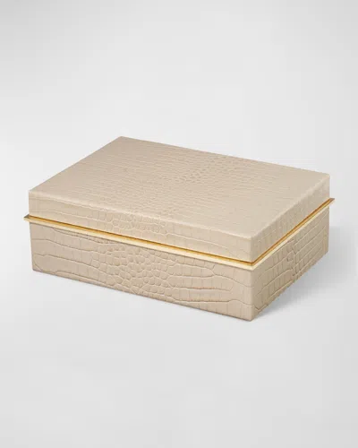 Aerin Classic Croc Leather Small Box In Brown