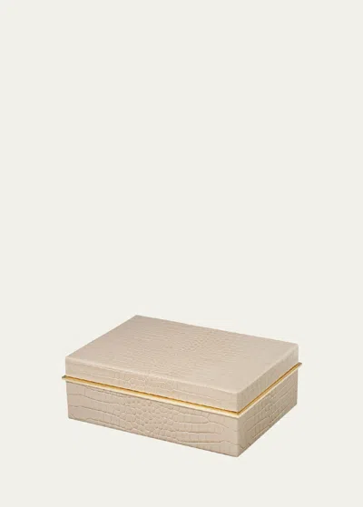 Aerin Classic Croc Leather Small Box In Fawn