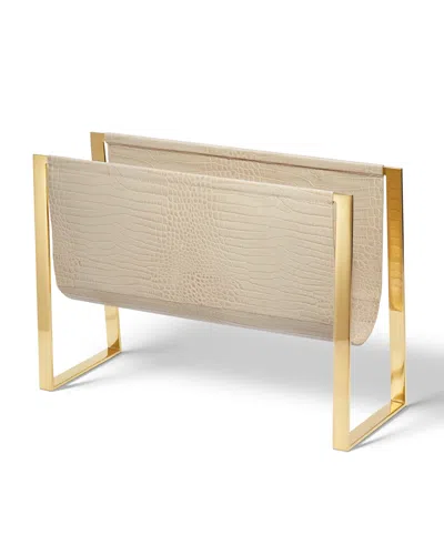 Aerin Classic Croc Magazine Rack In Fawn