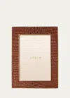 Aerin Classic Crocodile Leather Frame, 5x7 In Brown