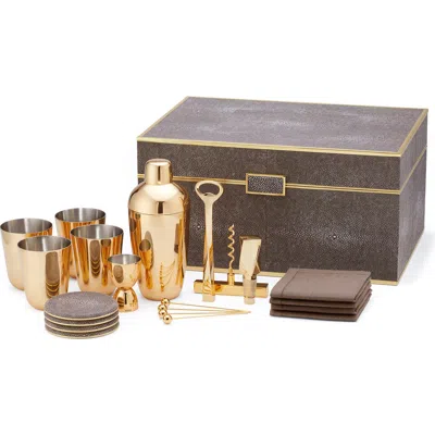 Aerin Classic Faux Sagreen Bar Tool Set In Gold
