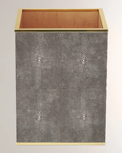Aerin Classic Faux Shagreen Wastebasket In Gray