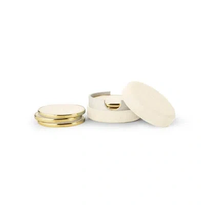 Aerin Coaster Set With Holder In Cream