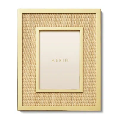 Aerin Colette 5" X 7" Rattan Single Picture Frame In Cane In Yellow