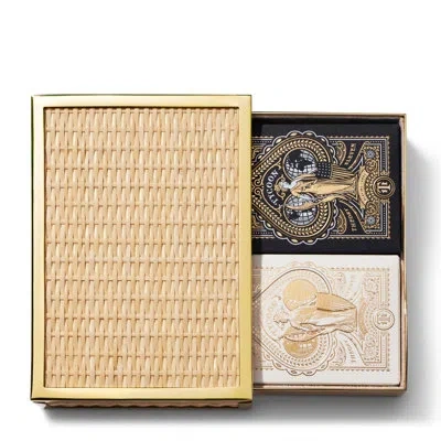 Aerin Colette Cane Playing Cards In Brown