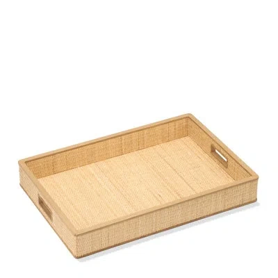 Aerin Colette Cane Tray With Wood In Woven Cane