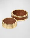 Aerin Classic Croc Embossed Leather Coasters In Chestnut, Set Of 4 In Chestnut