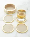 Aerin Colette Croc-embossed Leather Coasters, Set Of 4 In Chestnut