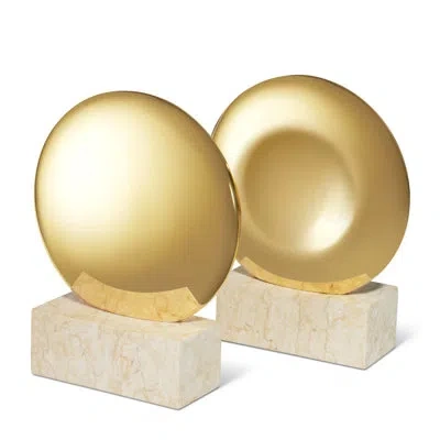 Aerin Constantin Non-skid Bookends In Limestone;brass