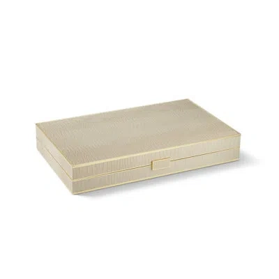 Aerin Croc Leather Backgammon Set, Fawn In Brass