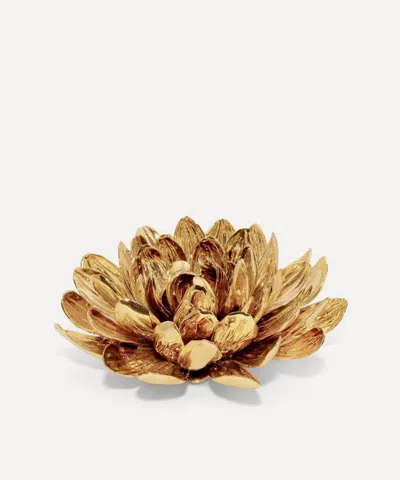 Aerin Dahlia Porcelain Gilded Flower In Brown
