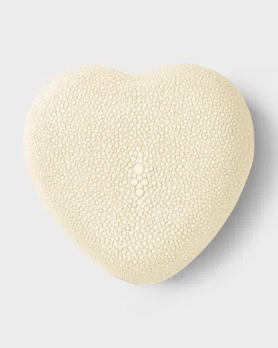 Aerin Dove Heart-shaped Shagreen Decorative Box In Neutral