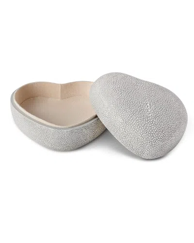 Aerin Dove Heart-shaped Shagreen Decorative Box In Gray