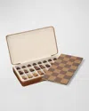 Aerin Enzo Leather Travel Chess Set In Chestnut