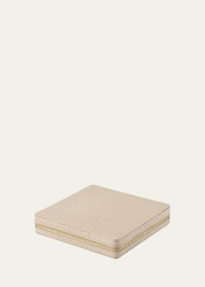 Aerin Enzo Leather Travel Tic-tac-toe Set In Fawn