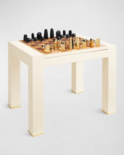 Aerin Faux Shagreen Chess Side Table In Cream