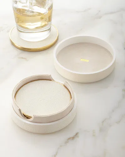 Aerin Faux-shagreen Coaster Set In Neutral