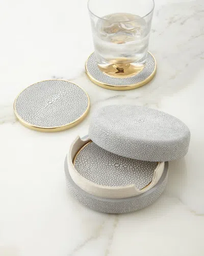 Aerin Faux-shagreen Coaster Set In Dove