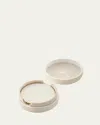 Aerin Faux-shagreen Coaster Set In Neutral