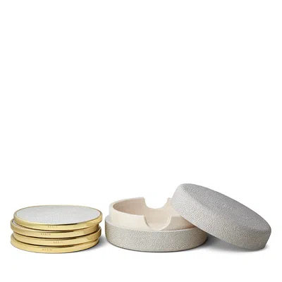 AERIN FAUX SHAGREEN COASTERS WITH BOX, SET OF 4