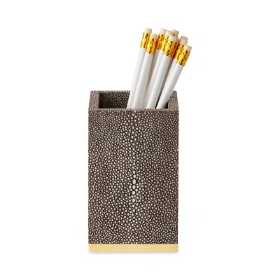 Aerin Faux Shagreen Pencil Cup In Gray